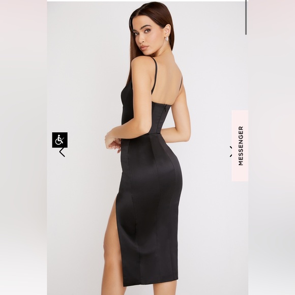 House of Cb CASIMIRa BLACK SATIN CORSET MIDI DRESS - Picture 4 of 10